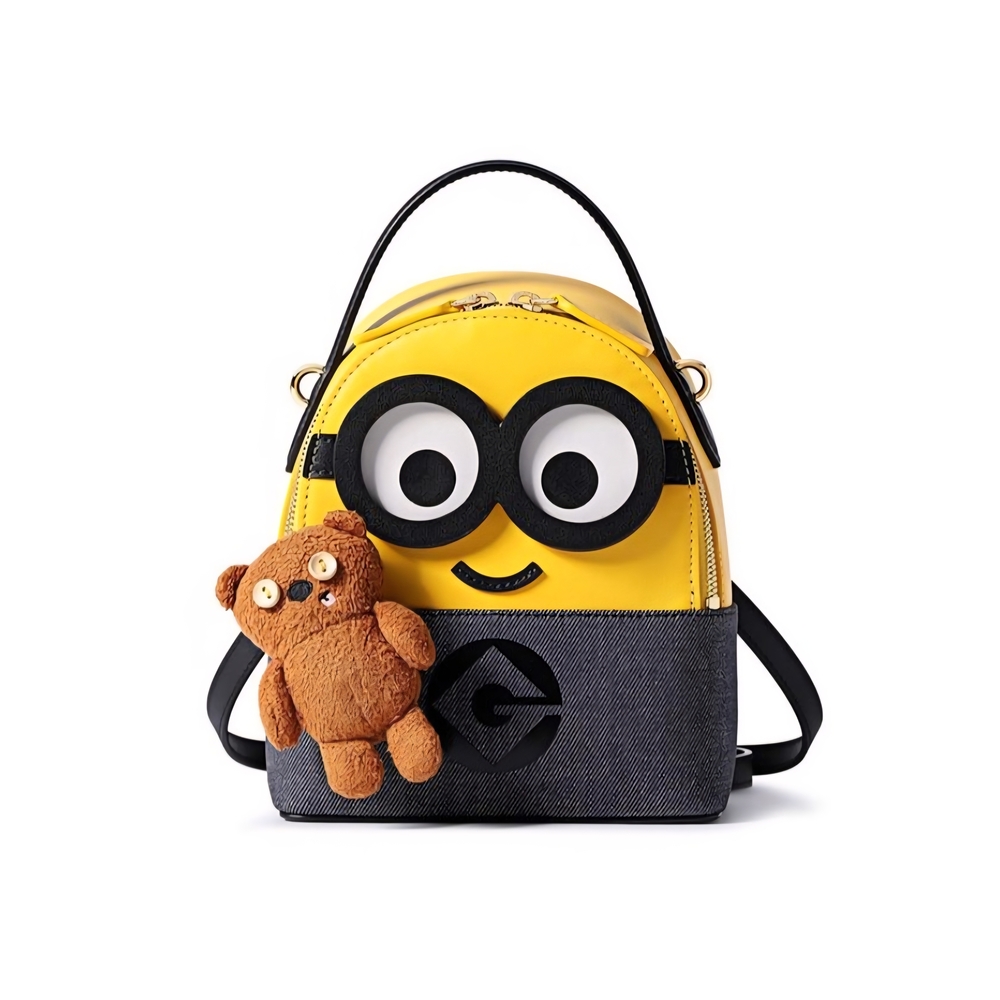 Yellow and Black Leather Backpack Purse Crossbody